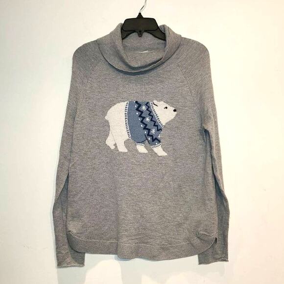 J Jill polar bear turtleneck grey long sleeve sweater - xs - Picture 1 of 5